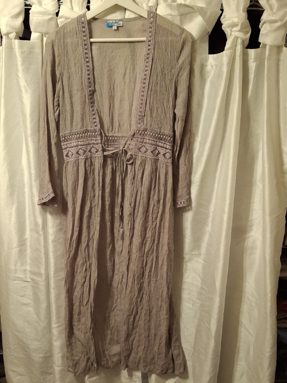 Rebellion Neutral Textured Open Cardigan in Beige-Taupe